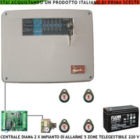 DIANA 5 ZONE CENTRALE ALLARME BATTERIA 12 V 7,2 AH SECURVERA SH-D2FCULT4TB