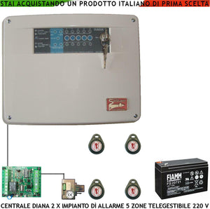DIANA 5 ZONE CENTRALE ALLARME BATTERIA 12 V 7,2 AH SECURVERA SH-D2FCULT4TB