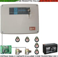 CENTRALE ALLARME DIANA 5 ZONE BATTERIA 12 V 7,2 AH SECURVERA SH-D2FCDLT5TE
