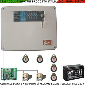 CENTRALE ALLARME DIANA 5 ZONE BATTERIA 12 V 7,2 AH SECURVERA SH-D2FCDLT5TE