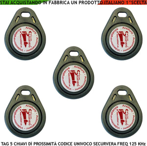 CHIAVE 5 TRASPONDER DI PROSSIMITÀ RFID ALTA SICUREZZA SECURVERA SV-RKM5CPTCSC