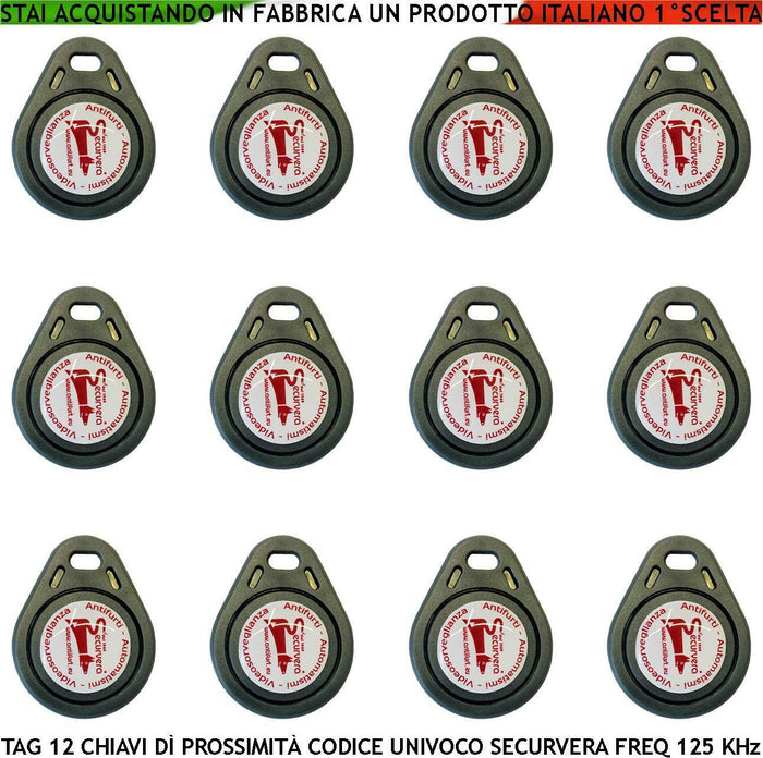 TAG RFID 12 TRASPONDER DI PROSSIMITÀ ALTA SICUREZZA SECURVERA SV-RKMDCPTCSB