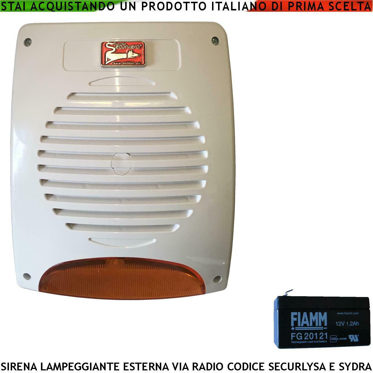 SIRENA ESTERNA WIRELESS BIDIREZIONALE LAMPEGGIANTE SECURVERA SS-SRLSLEBFSC