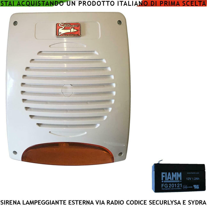 SIRENA ESTERNA WIRELESS BIDIREZIONALE LAMPEGGIANTE SECURVERA SS-SRLSLEBFSC