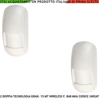 RILEVATORE MOVIMENTO DOPPIA TECNOLOGIA RADIO 2 PEZZI SECURVERA SV-DRU2DTWCUB