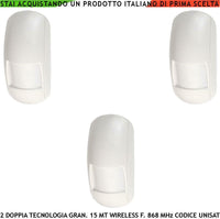 RILEVATORE MOVIMENTO DOPPIA TECNOLOGIA RADIO 3 PEZZI SECURVERA SV-DRU3DTWCUB