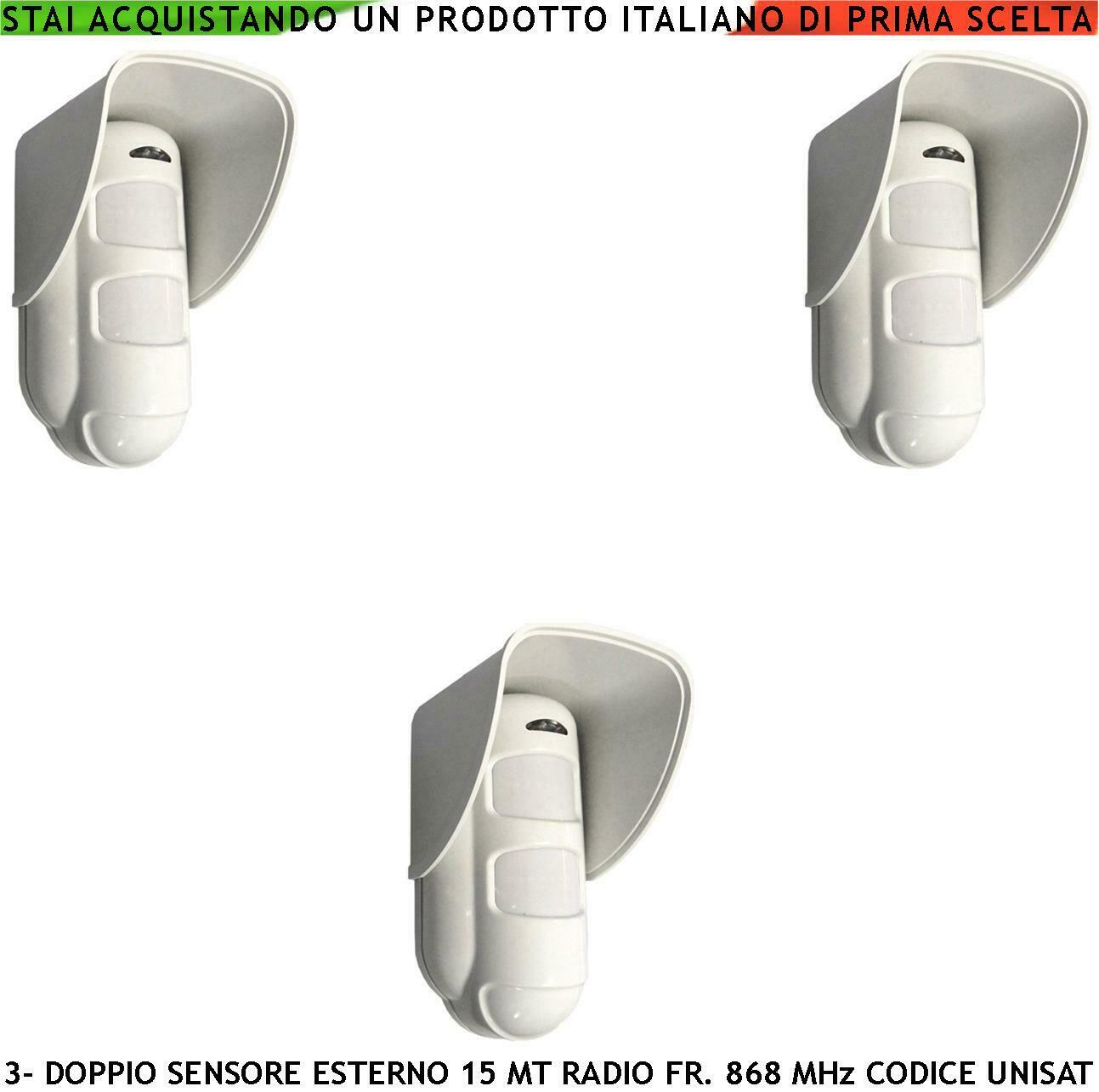 SENSORE MOVIMENTO DOPPIA TECNOLOGIA DA ESTERNO 3 PEZZI SECURVERA SV-SRT3SDTWPB