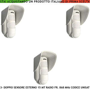 SENSORE MOVIMENTO DOPPIA TECNOLOGIA DA ESTERNO 3 PEZZI SECURVERA SV-SRT3SDTWPB