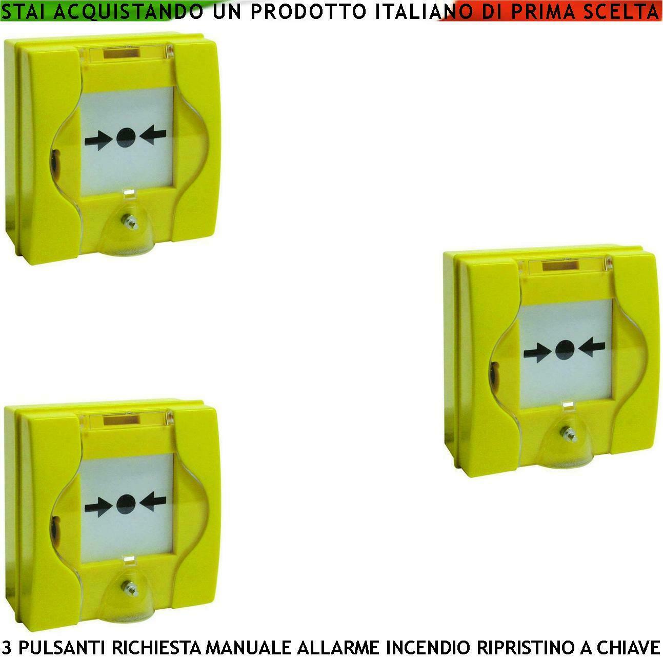 PULSANTI EMERGENZA ROTTURA VETRO GIALLI 3 PEZZI SECURVERA SF-PAGPMNGCRD