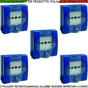 PULSANTI EMERGENZA ROTTURA VETRO BLU 5 PEZZI SECURVERA SF-PDBPMNBCRE