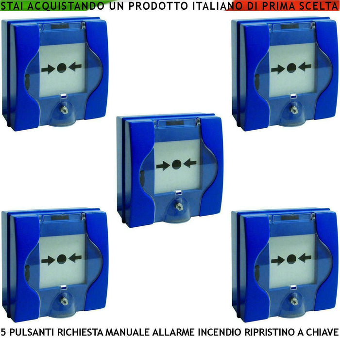PULSANTI EMERGENZA ROTTURA VETRO BLU 5 PEZZI SECURVERA SF-PDBPMNBCRE