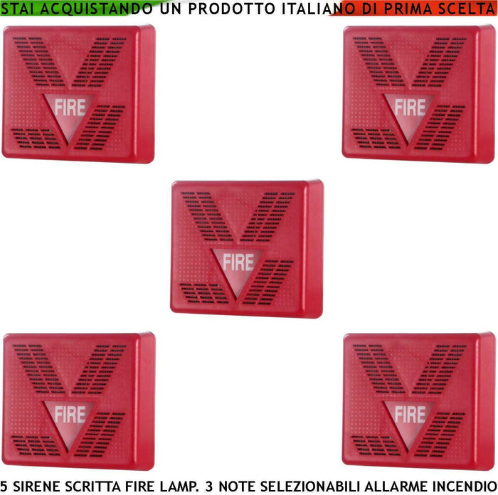SIRENA ROSSA DA INTERNO 5 PEZZI SEGNALAZIONE ALLARME SECURVERA SF-SIRCESAIPE
