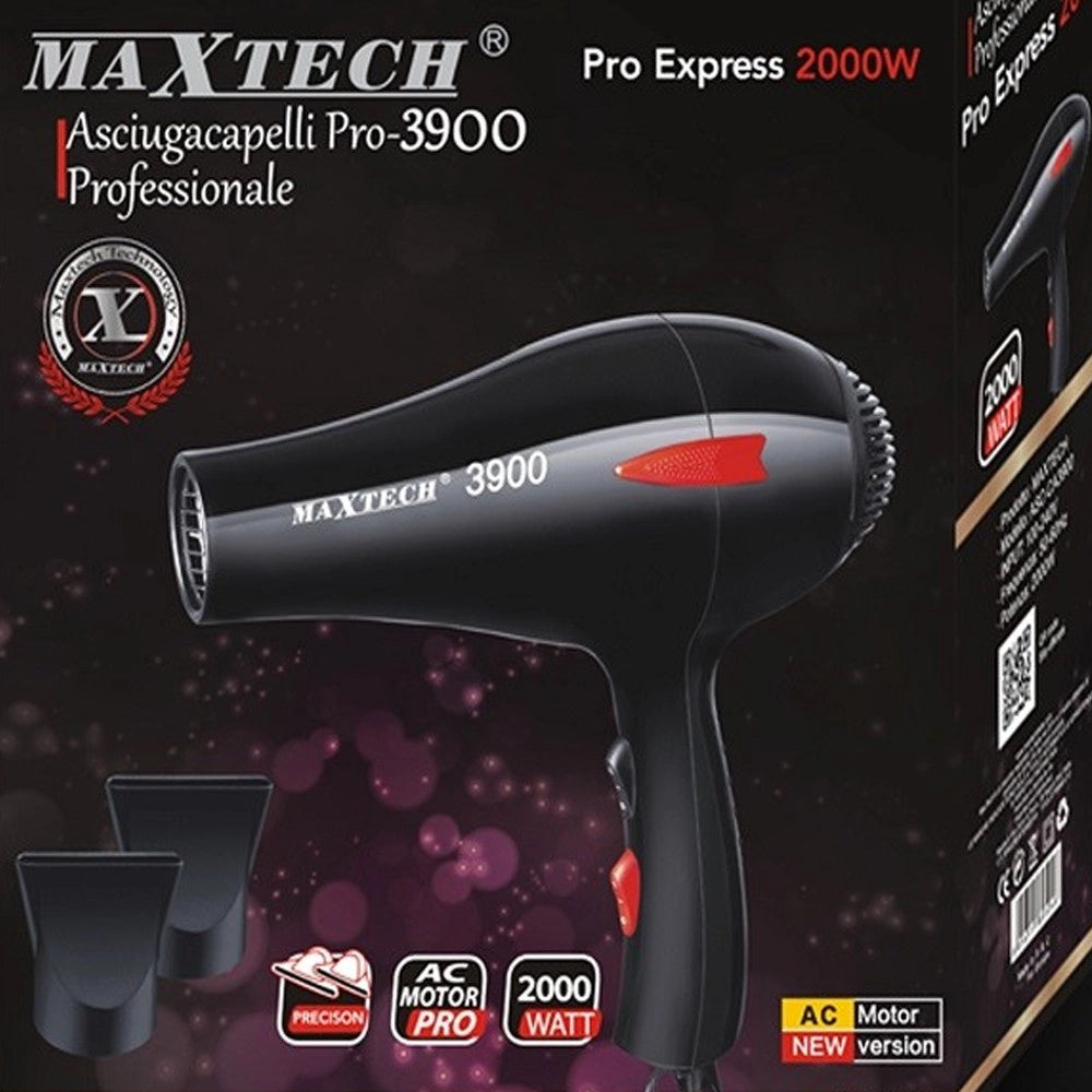 Trade Shop - Asciugacapelli Fono 2000w Con 2 Velocità Phon Professionale 3 Livelli Asc-ca3900 -