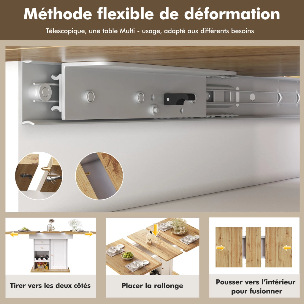 TAVOLO Allungabile 110-140x80 cm MDF Bianco/Naturale