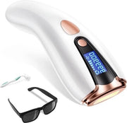 Apparete di depilazione IPL con impulsi di luce - Depilazione per uomini e donne - 990.000 impulsi - 5 livelli di energia - Adatto per labbra corpo ascelle linea bikini - Pelle liscia - Apparete di depilazione bianco