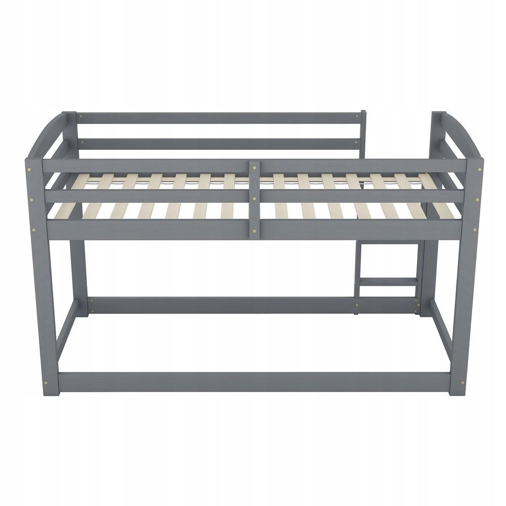Letto a castello in pino 90x200 cm - Xylo - Grigio con scala integrata per bambini e ragazzi