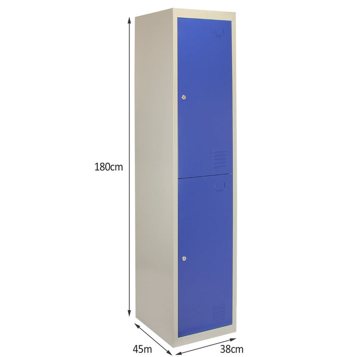 Armadietto da Montare con 2 Porte Blu in Acciaio per Scuole Palestre Spogliatoi
