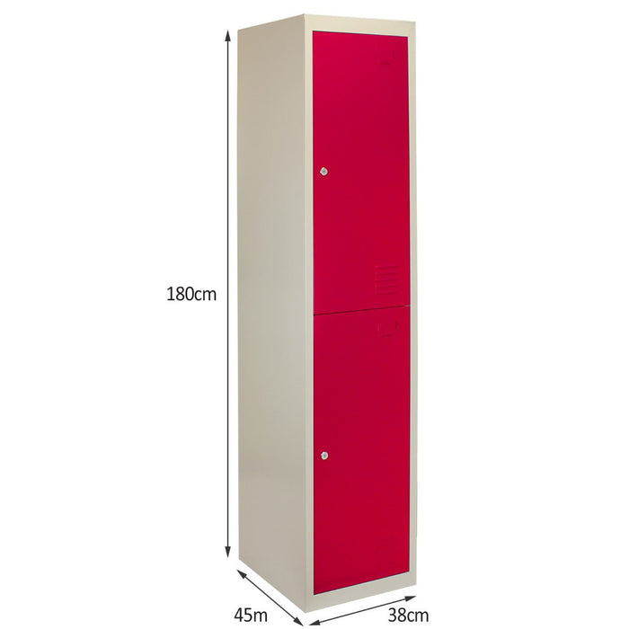 3 Armadietti da Montare con 2 Porte Rosse Acciaio per Scuole Palestre Spogliatoi