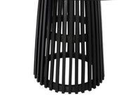 Tavolo da pranzo rotondo in legno di mindi e base a griglia 120 cm