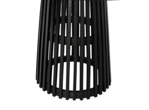 Tavolo da pranzo rotondo in legno di mindi e base a griglia 120 cm