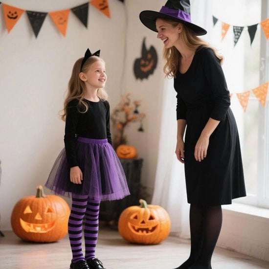 Costumi da Halloween 2 pezzi - Calze a strisce nera/azzurra - Leggings - Accessori da costume da festa
