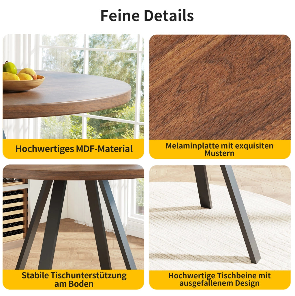 Set tavolo da pranzo 80x80 cm con 4 sedie in velluto noce e nero