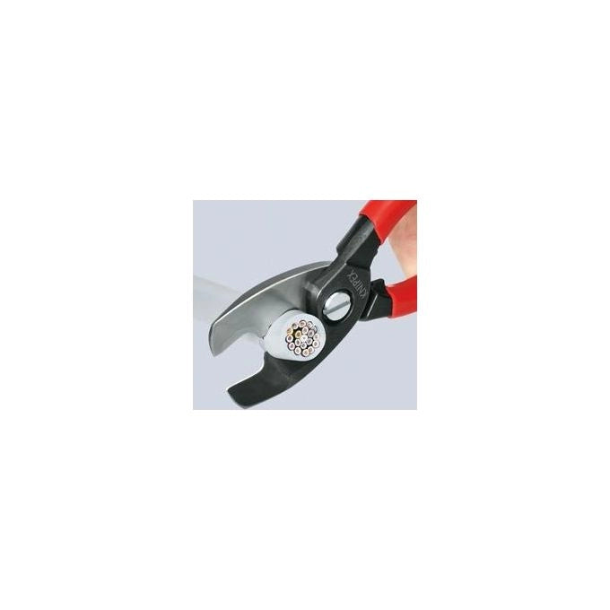Knipex 95 16 200 Cesoia per Cavi con Doppio Tagliente Diametro Max 20 mm Sezione Max 70 mm² Manici Isolati VDE Acciaio Forgiato Temperato a Olio colore Rosso Giallo