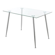 Tavolo da pranzo in vetro temperato e acciaio 75 x 110 x 70 cm cromato 03_0008701