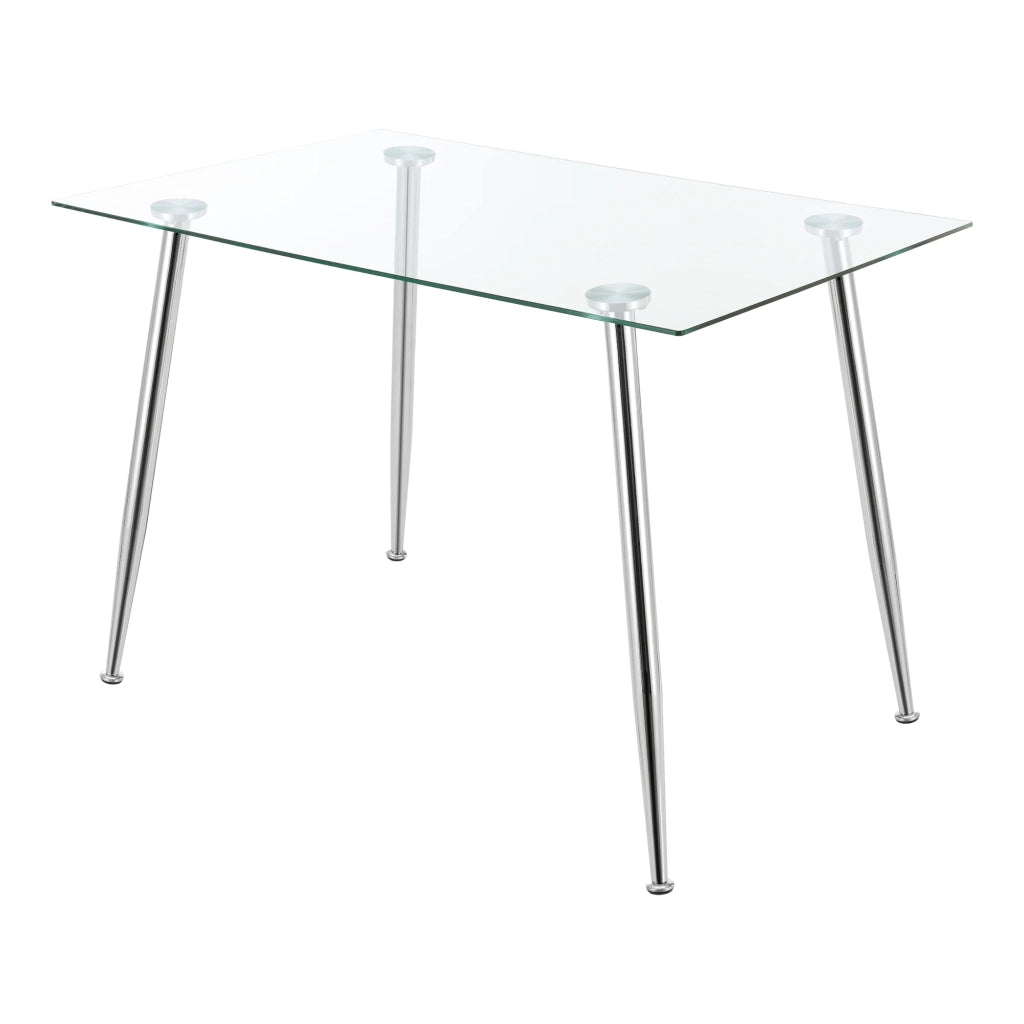 Tavolo da pranzo in vetro temperato e acciaio 75 x 110 x 70 cm cromato 03_0008701