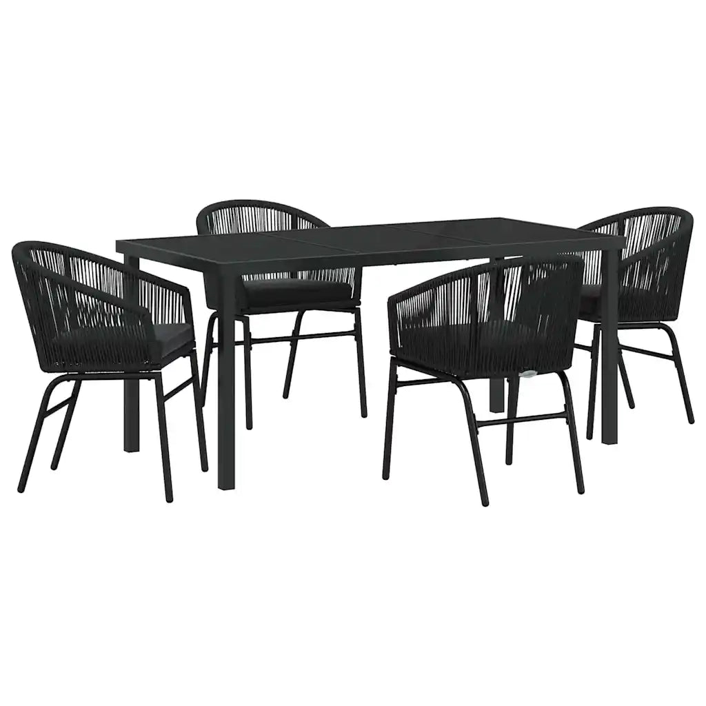 Set da Pranzo per Giardino 5 pcs Nero