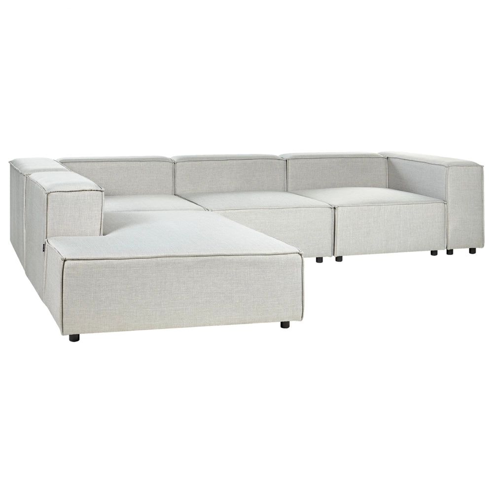 Divano modulare a destra Divano angolare componibile a 3 posti in lino grigio con gambe nere Soggiorno moderno