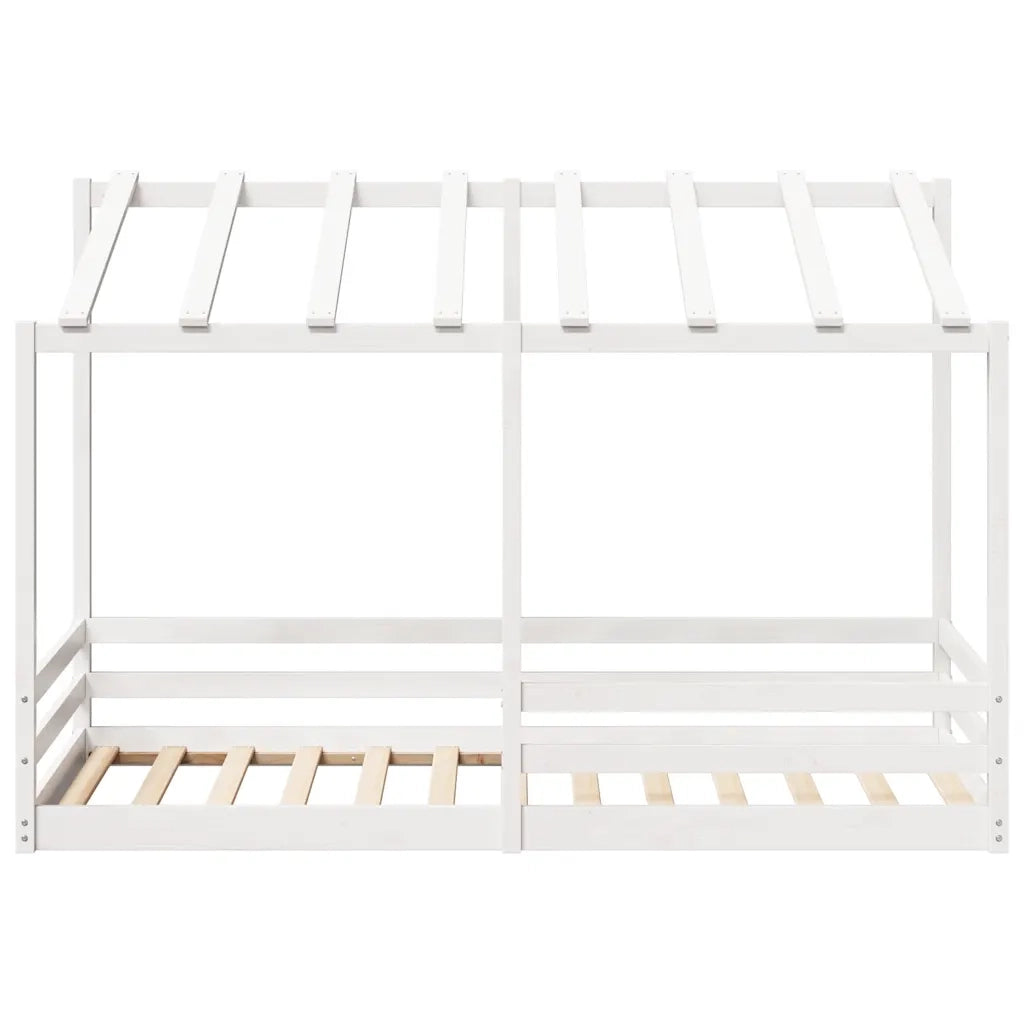 Letto Bambini con Tetto Bianco 100x200 cm Legno Massello Pino