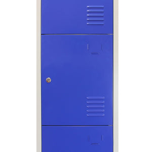 3 Armadietti da Montare con 4 Porte Blu Acciaio per Scuole Palestre e Spogliatoi