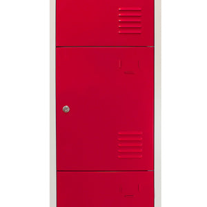 3 Armadietti da Montare con 4 Porte Rosse in Acciaio per Scuole e Palestre