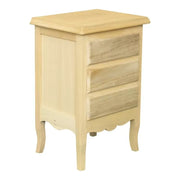 Comodino 3 cassetti in legno massello grezzo 43x32x64 - Mobili 2G