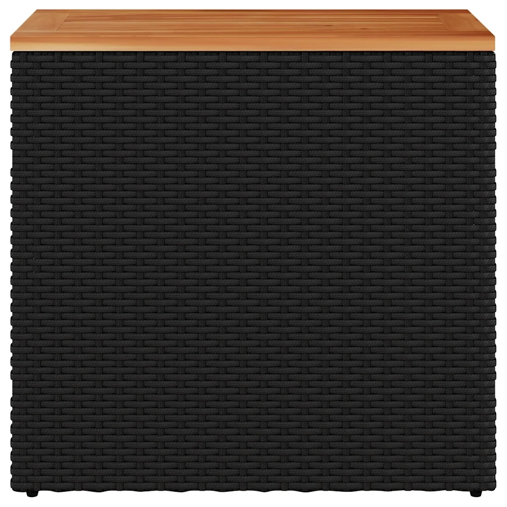 Tavolino da giardino con piano in legno nero 58x27,5x55 cm in polyrattan 365983
