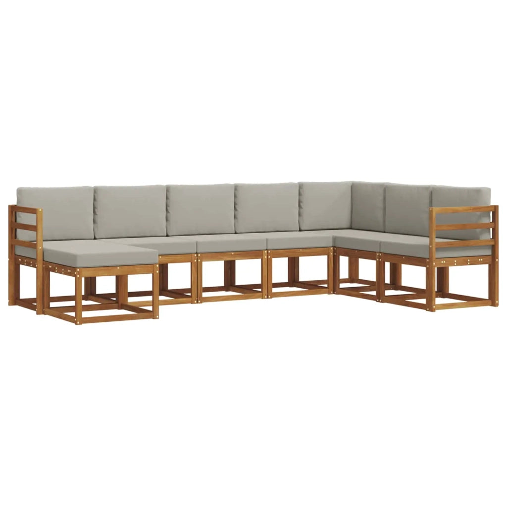 Set di divani da esterno 8 pcs Grigio Naturale e Chiaro