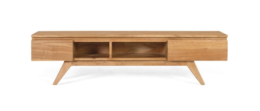 Mobile porta TV in legno massello di mindi con scomparti