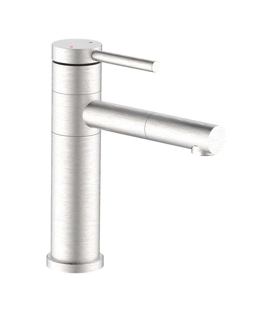 Miscelatore lavabo con bocca girevole acciaio inox