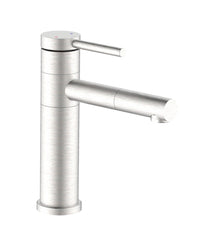 Miscelatore lavabo con bocca girevole acciaio inox