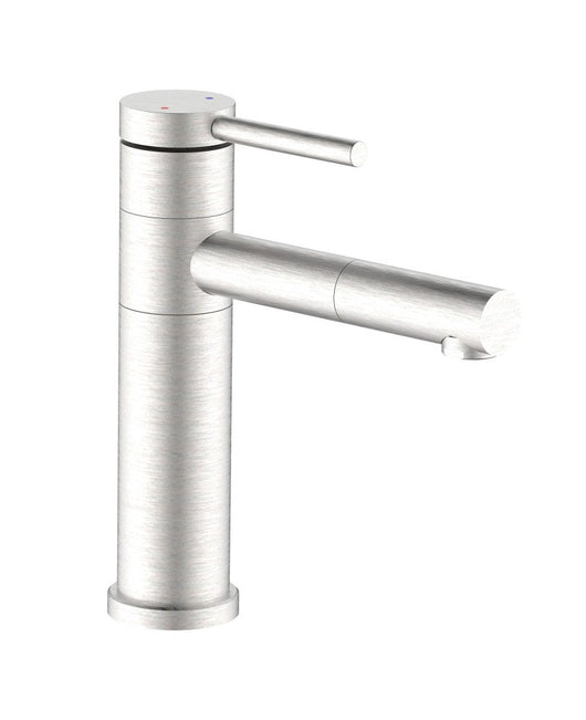 Miscelatore lavabo con bocca girevole acciaio inox