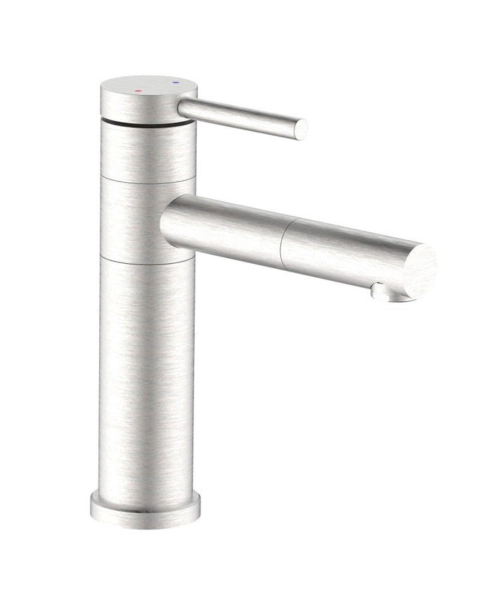 Miscelatore lavabo con bocca girevole acciaio inox