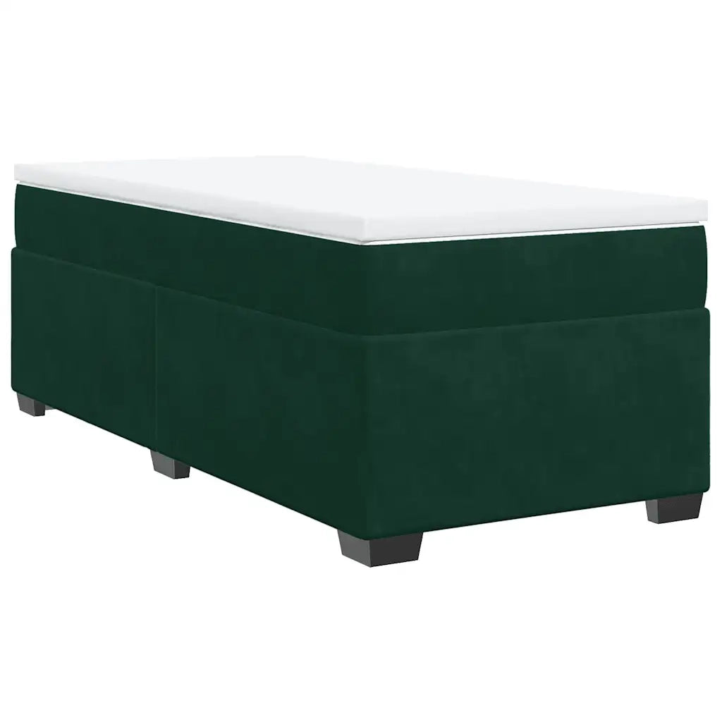 Giroletto a Molle con Materasso Verde Scuro 90x190 cm Velluto