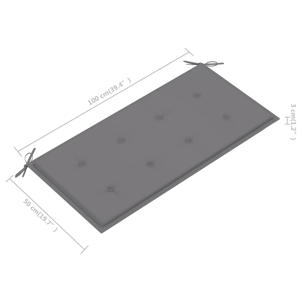 Panca da giardino mobili da esterno per patio mobili da terrazza con cuscino grigio 112 cm legno massello di teak 02_0011508