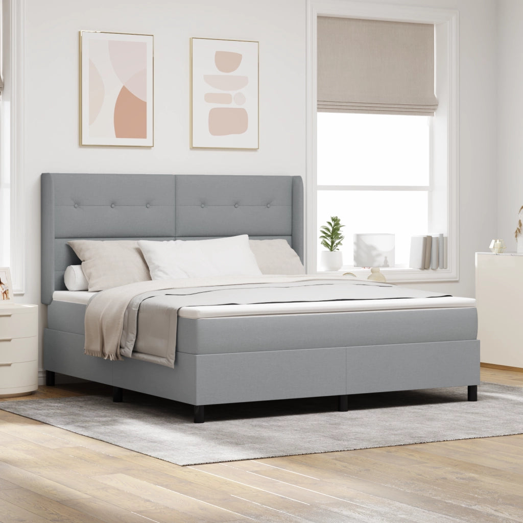 Letto a Box con Materasso Grigio Chiaro 180x200 cm Tessuto