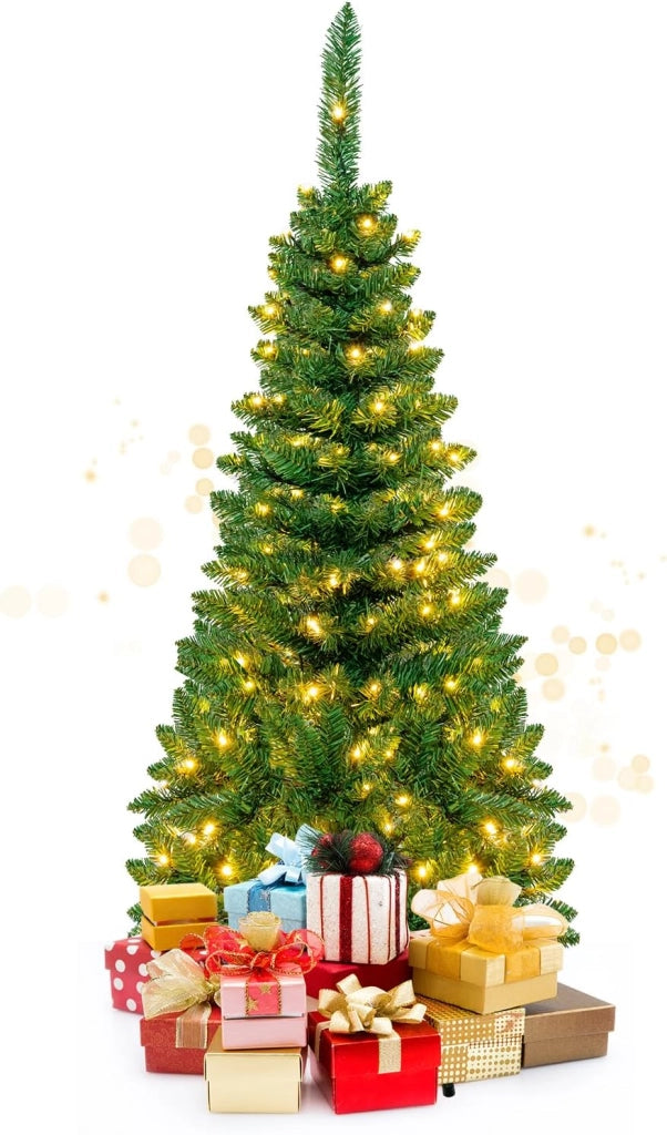 Albero di Natale Artificiale 135/200/225 cm, Albero di Natale con Luci LED Incorporate e Supporto in Metallo, Christmas Tree con Rami in PVC, per Casa, Negozio, Ufficio, Feste (L)