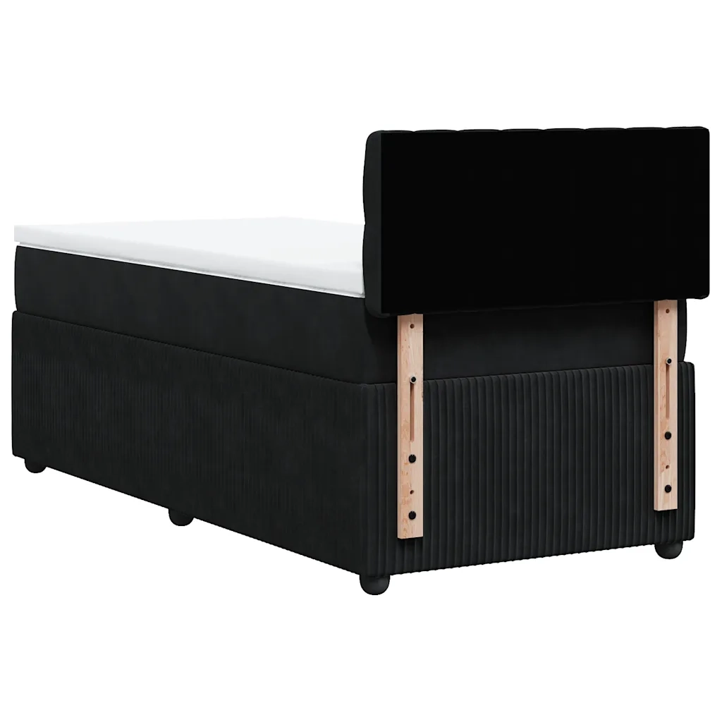 Giroletto a Molle con Materasso Nero 90x200 cm in Velluto