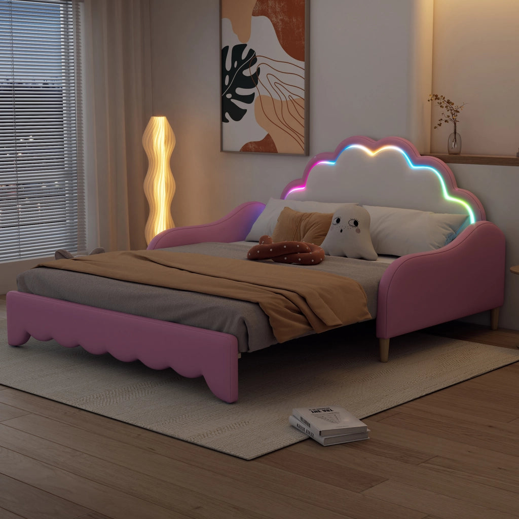 Sofabett trasformabile in divano PU rosa 140x200 cm