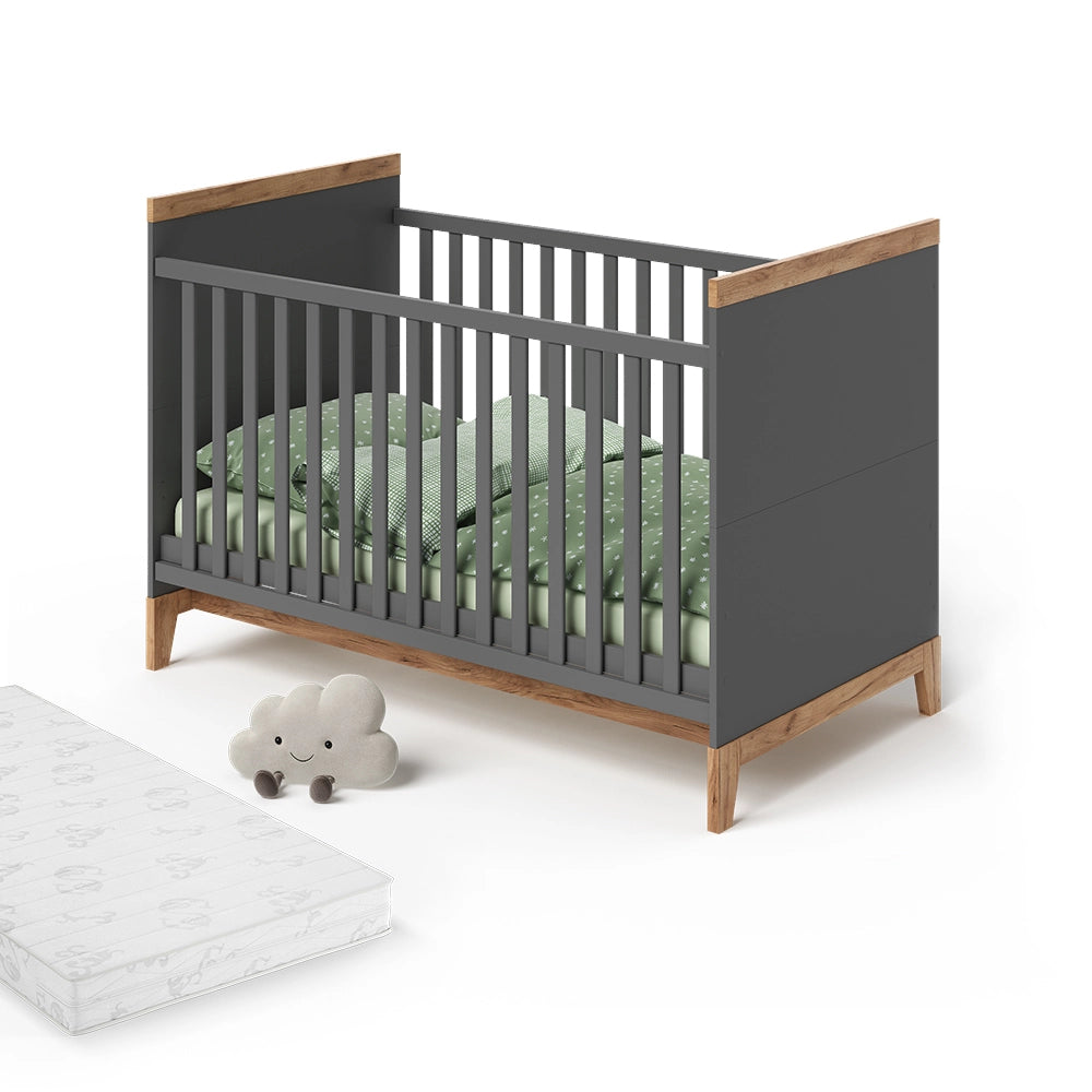 Vitalispa culla neonato Grigio/Artisan 70x140 cm con materasso