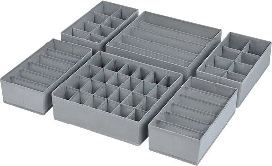 Organizzatore 6 pezzi per cassetta di carico pieghevole contenitore di stoccaggio sistema di organizzazione per tessuti per la cabina armadio organizzatore per intimo, reggiseni, calze, asciugamani, sciarpe, abbigliamento per la stanza degli abiti